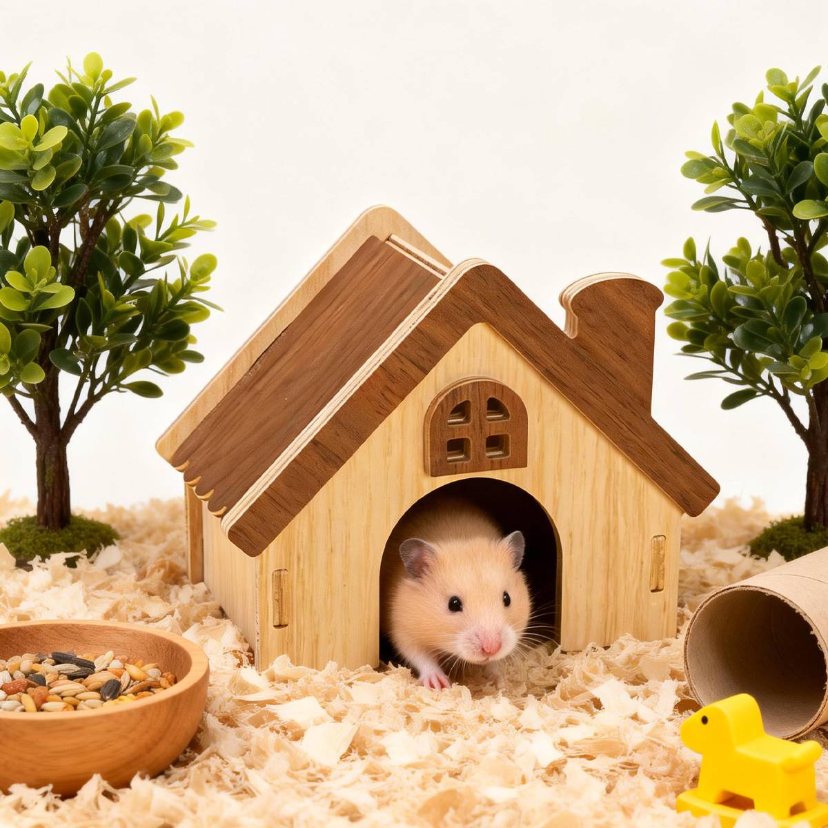 Wooden Hamster House Small Pet Hideout Shelter