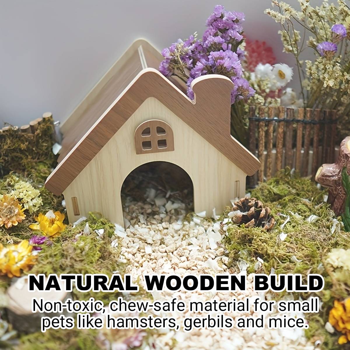 Wooden Hamster House Small Pet Hideout Shelter