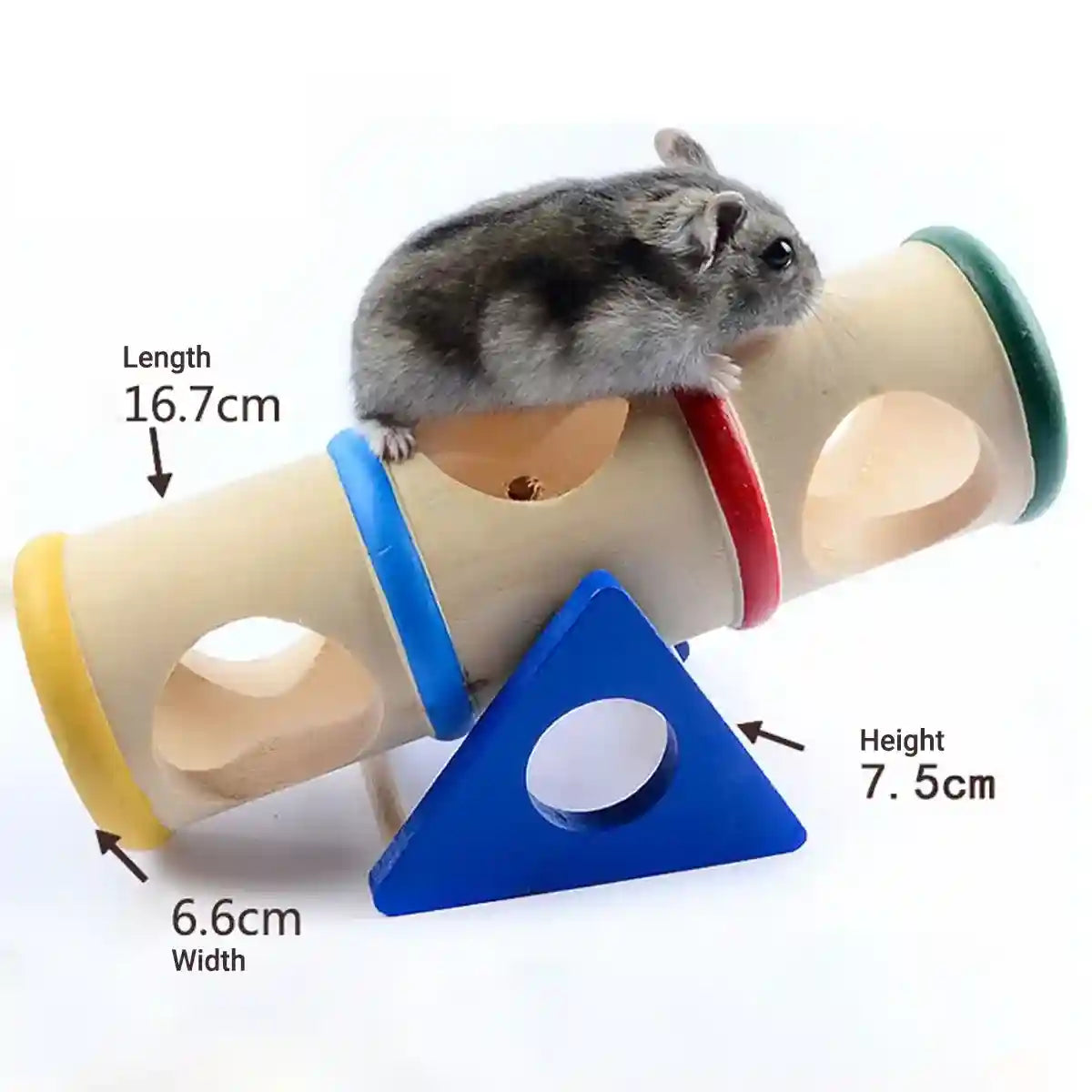 Colorful Wooden Seesaw Hamster Toy Interactive Tunnel for Small Pets
