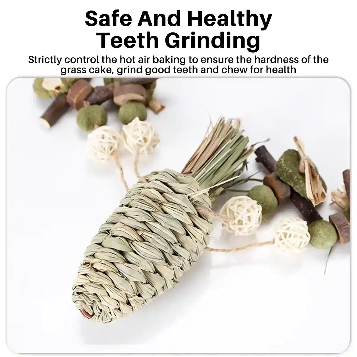 Small Pet Chew Toy Apple Branch & Carrot Cake Molar Treat for Rabbits & Hamsters