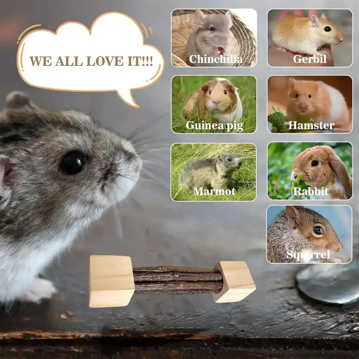 Durable Apple Wood Rabbit Chew Toys for Small Pets Dental Health