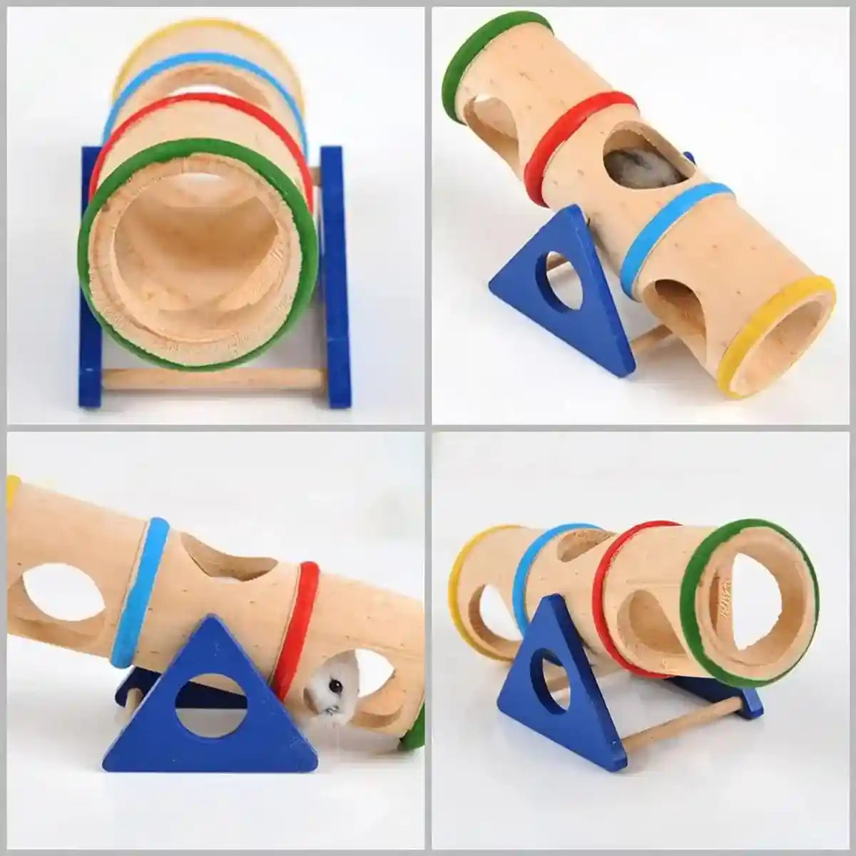 Colorful Wooden Seesaw Hamster Toy Interactive Tunnel for Small Pets