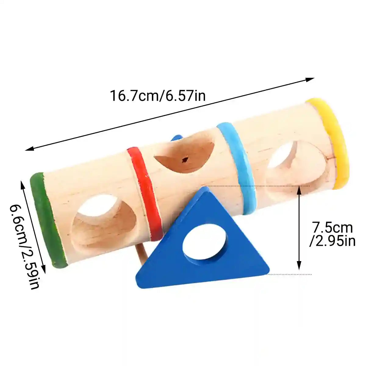 Colorful Wooden Seesaw Hamster Toy Interactive Tunnel for Small Pets