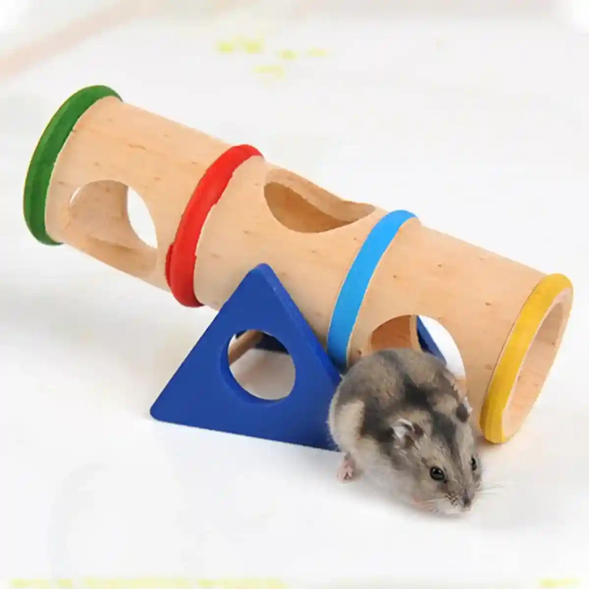 Colorful Wooden Seesaw Hamster Toy Interactive Tunnel for Small Pets