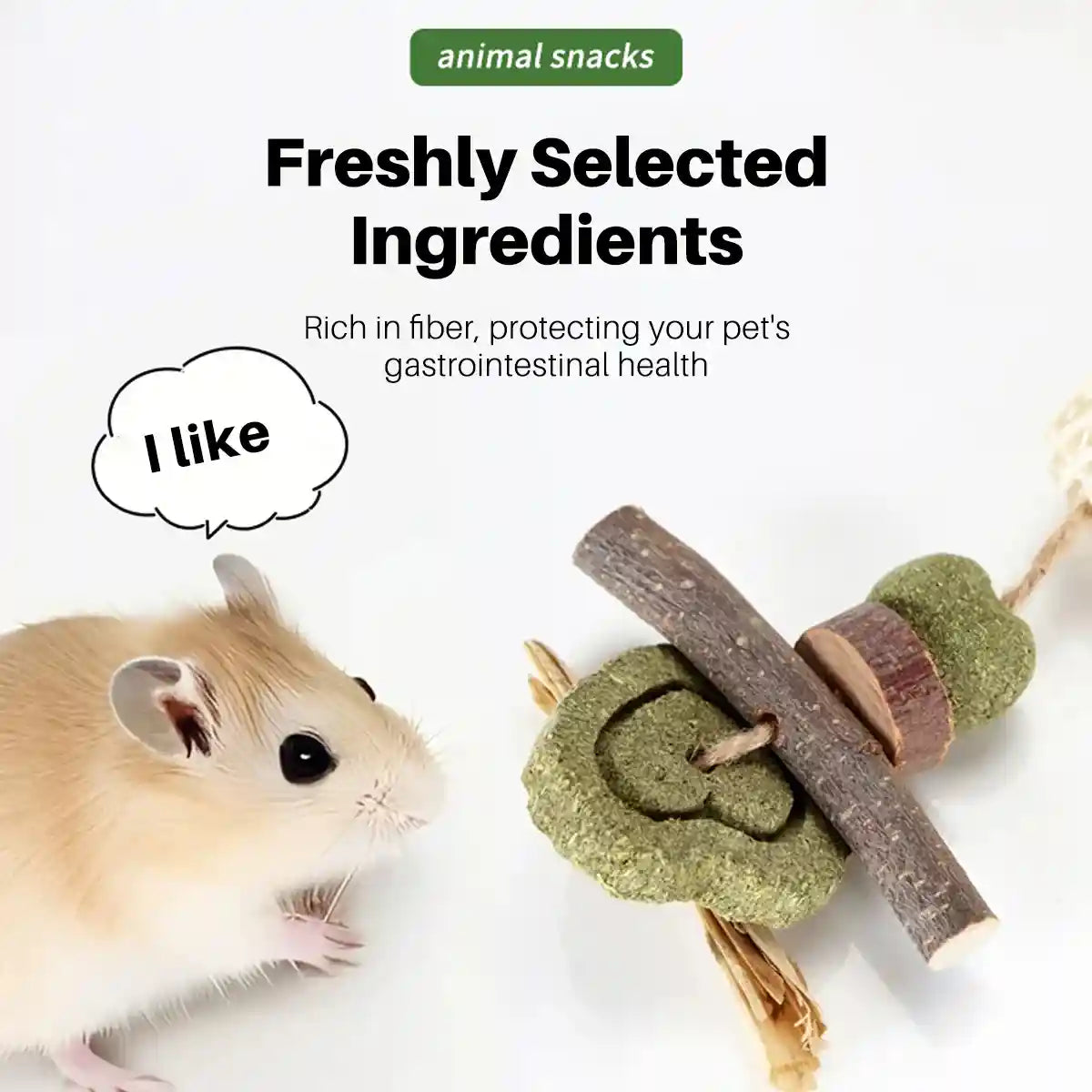 Small Pet Chew Toy Apple Branch & Carrot Cake Molar Treat for Rabbits & Hamsters