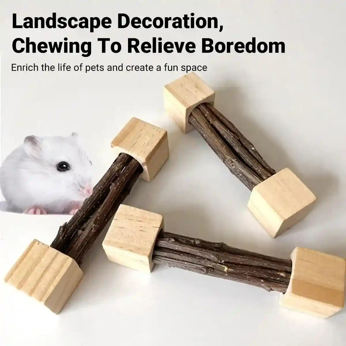 Durable Apple Wood Rabbit Chew Toys for Small Pets Dental Health