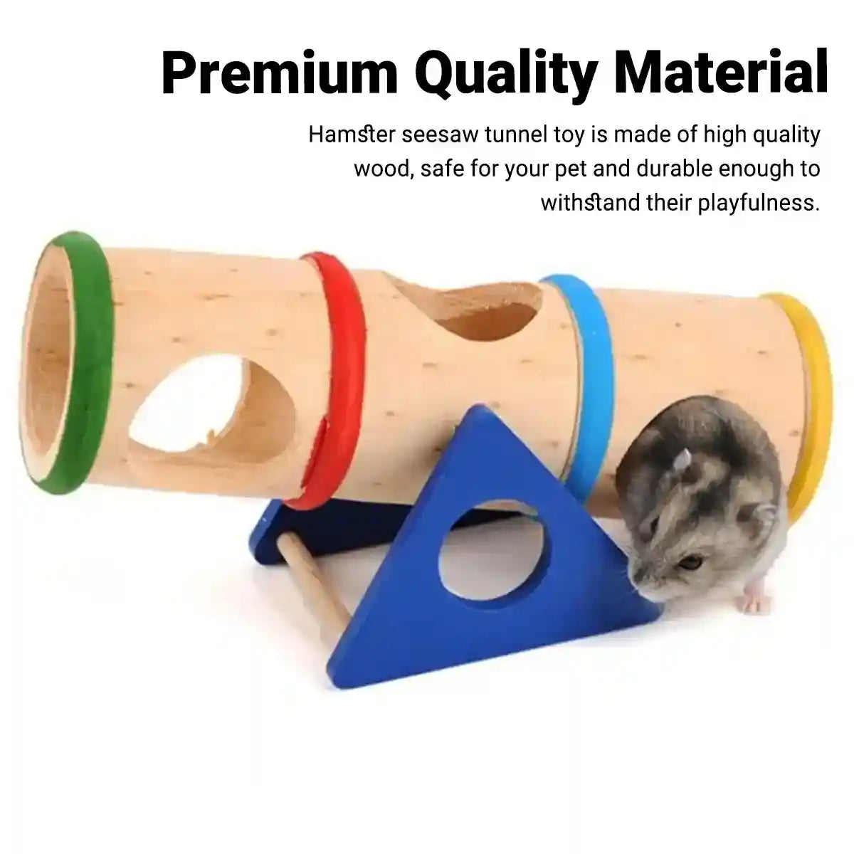 Colorful Wooden Seesaw Hamster Toy Interactive Tunnel for Small Pets