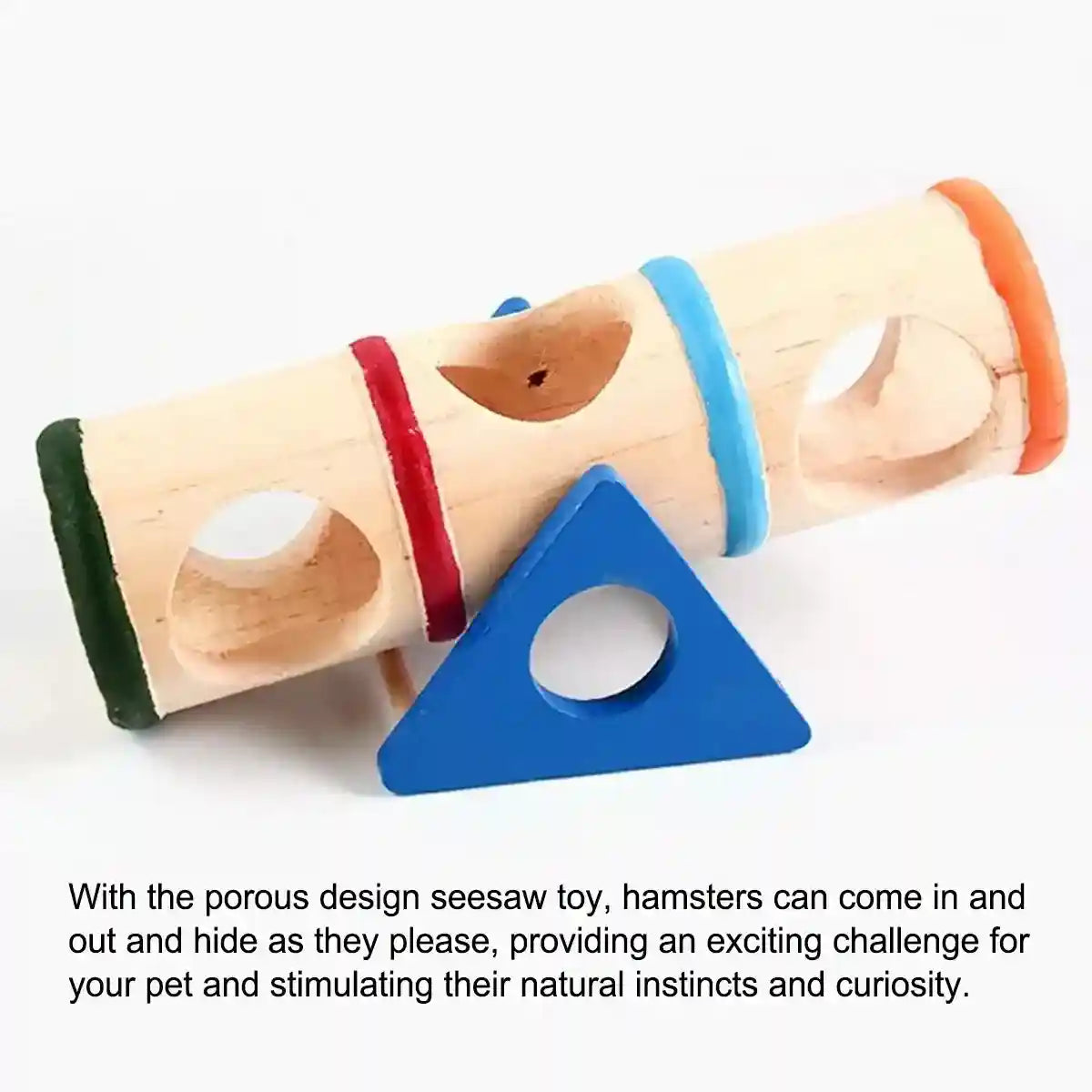 Colorful Wooden Seesaw Hamster Toy Interactive Tunnel for Small Pets