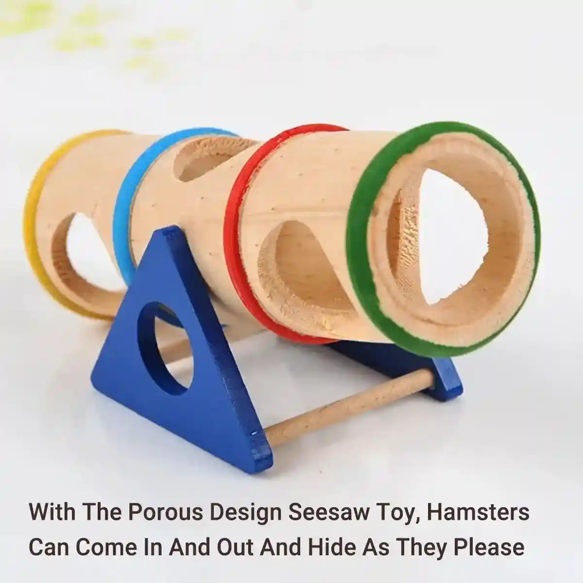 Colorful Wooden Seesaw Hamster Toy Interactive Tunnel for Small Pets
