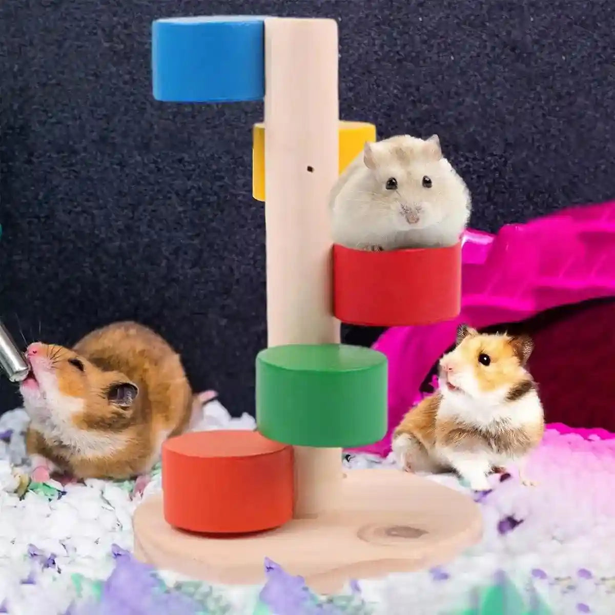 Colorful Wooden Climbing Toy for Hamsters Small Pet Play & Chew Ladder