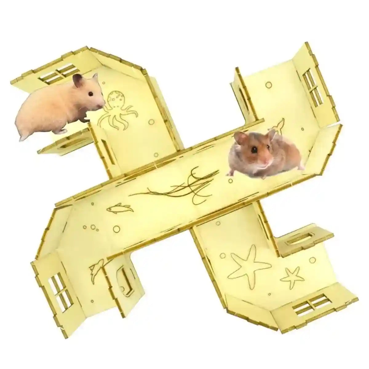 Wooden Hamster Tubes & Hideout Tunnel for Small Pets' Play & Exploration