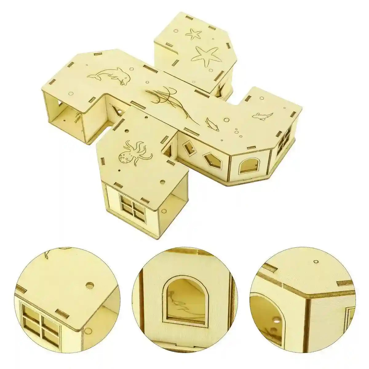 Wooden Hamster Tubes & Hideout Tunnel for Small Pets' Play & Exploration