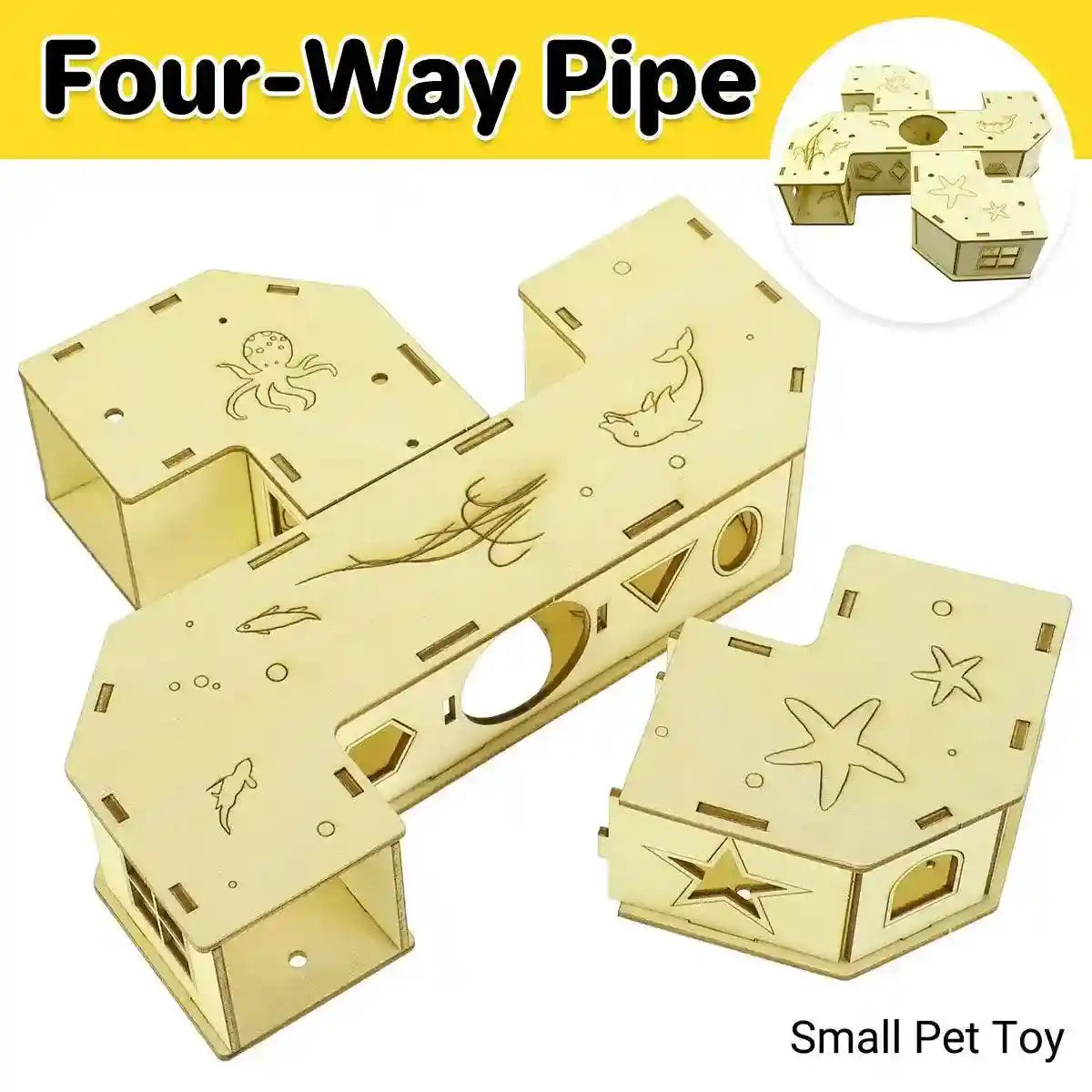 Wooden Hamster Tubes & Hideout Tunnel for Small Pets' Play & Exploration