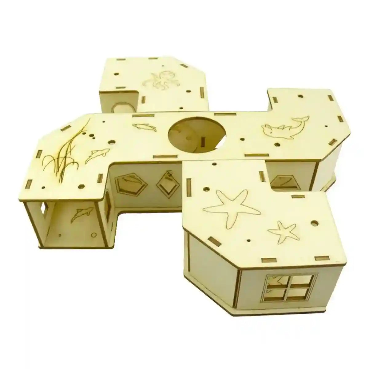 Wooden Hamster Tubes & Hideout Tunnel for Small Pets' Play & Exploration