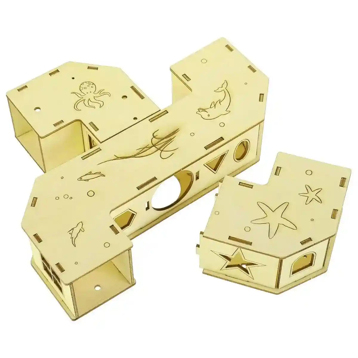 Wooden Hamster Tubes & Hideout Tunnel for Small Pets' Play & Exploration