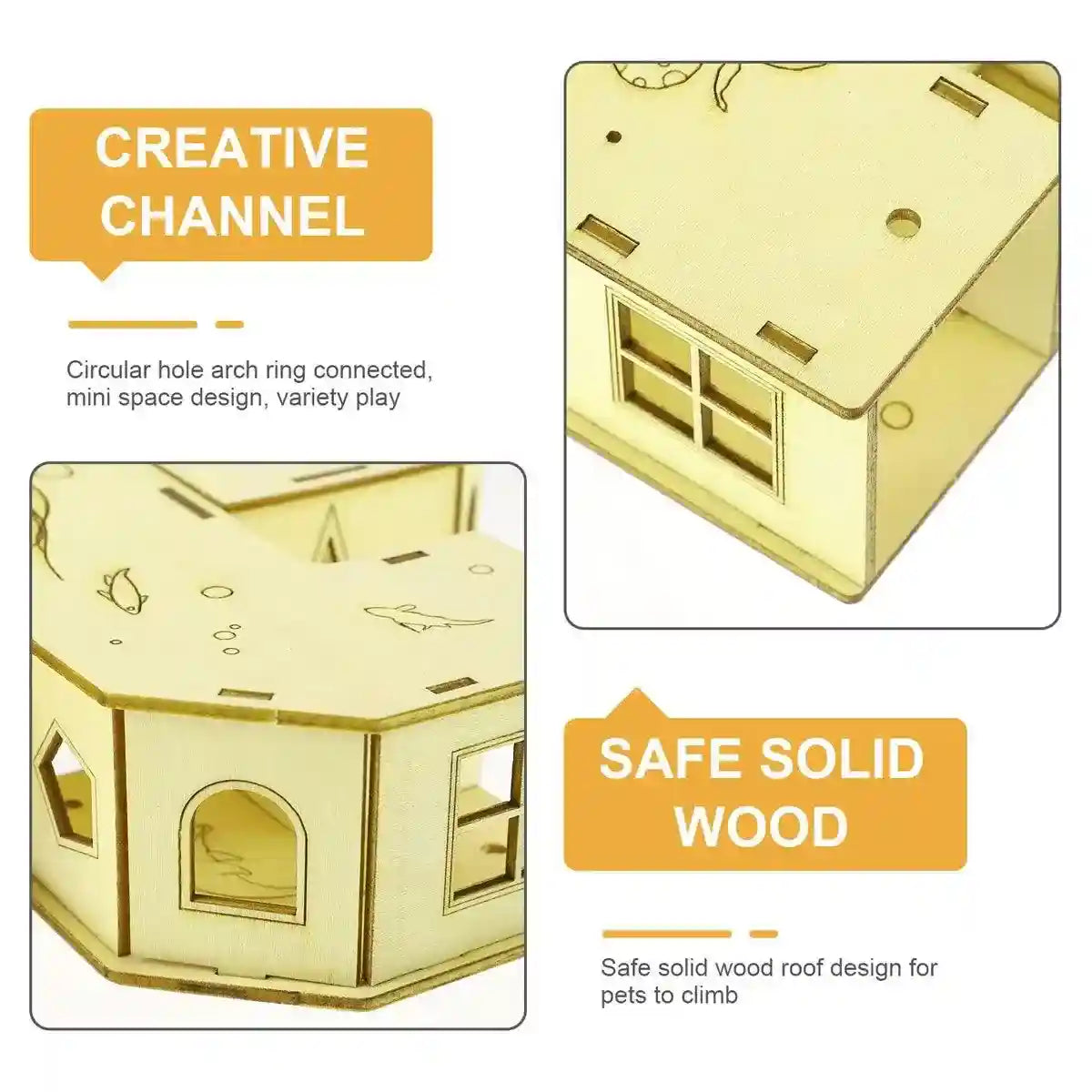 Wooden Hamster Tubes & Hideout Tunnel for Small Pets' Play & Exploration