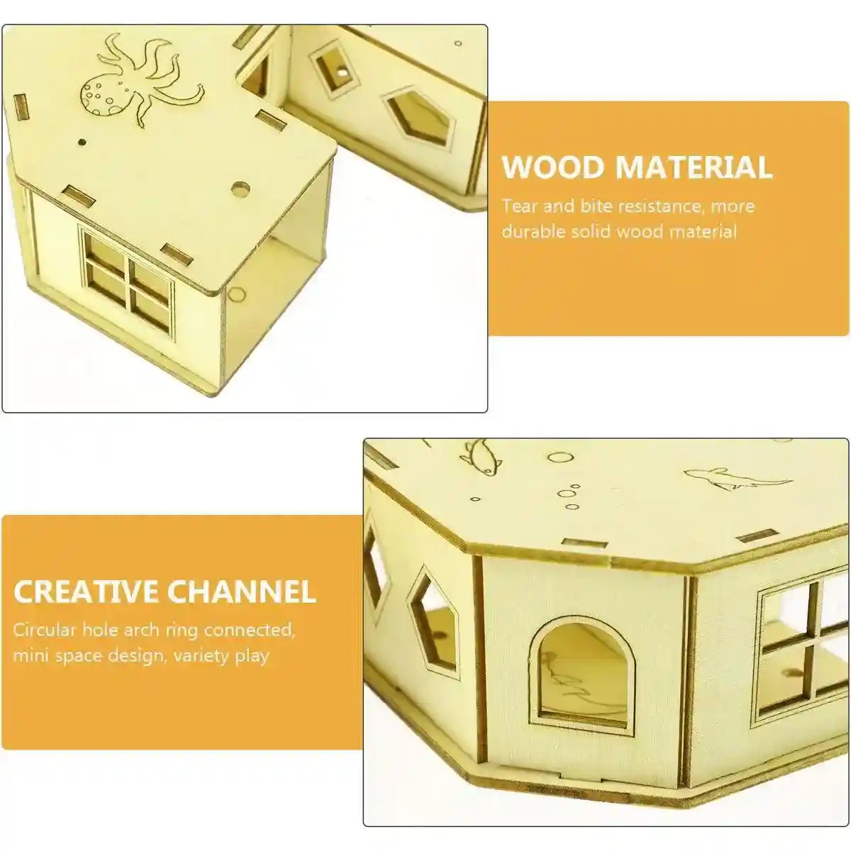 Wooden Hamster Tubes & Hideout Tunnel for Small Pets' Play & Exploration