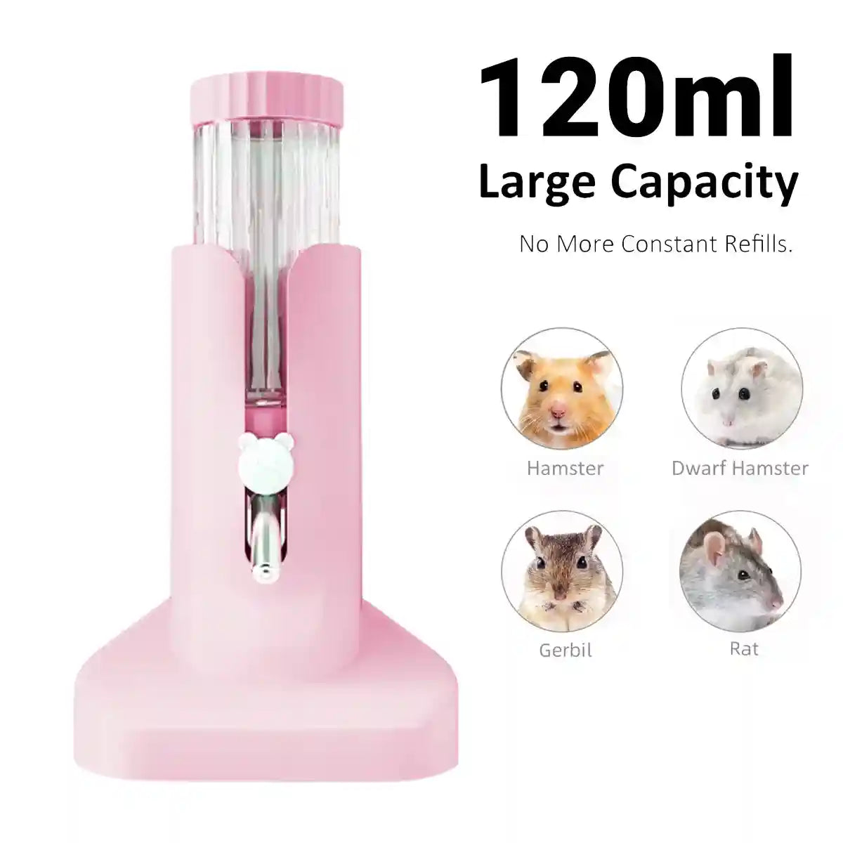 Hamster Water Bottle 120ml Anti Drip ABS Feeder for Small Pets