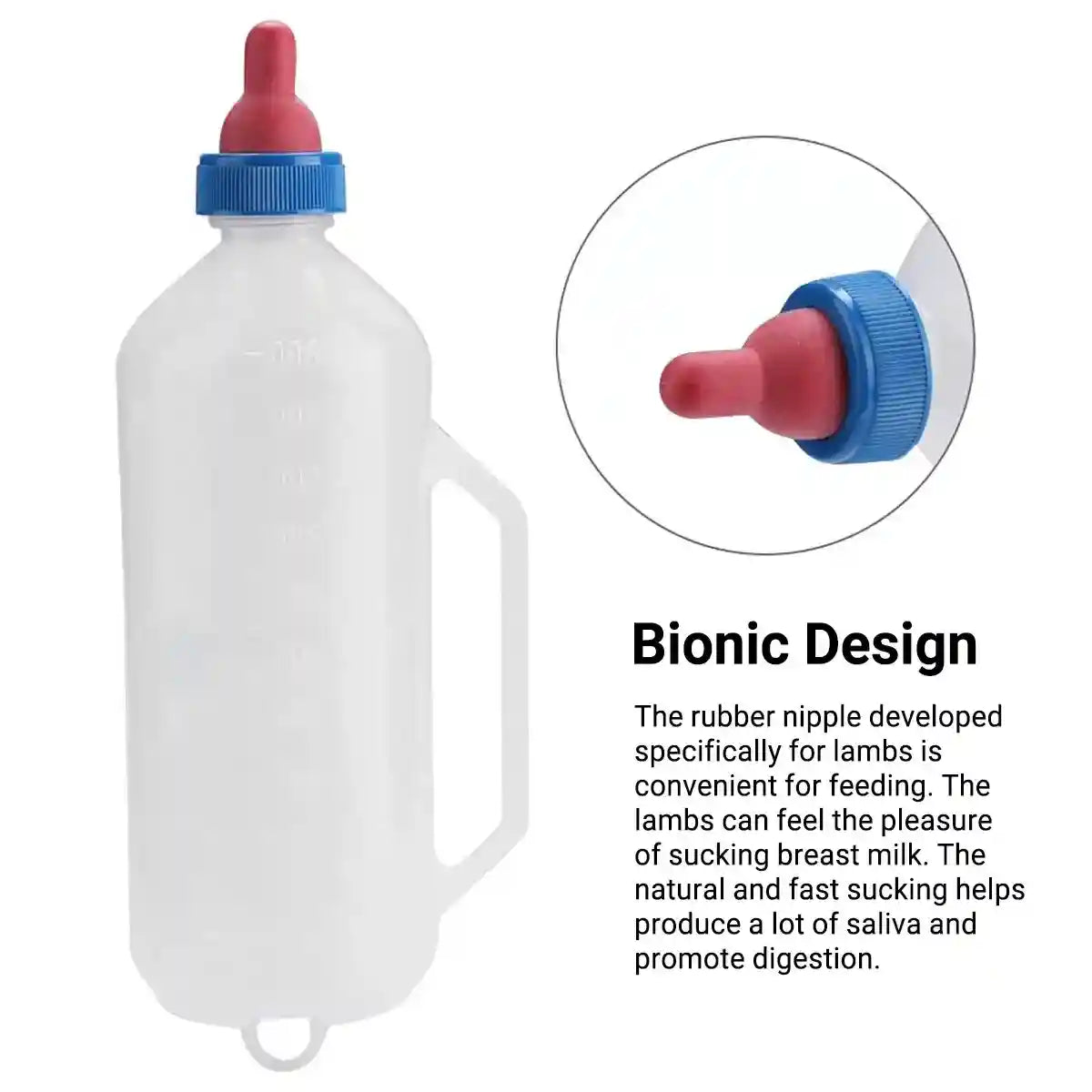 Durable Lamb Feeding Bottles Milk Bottle with Nipple & Handle 1000ml