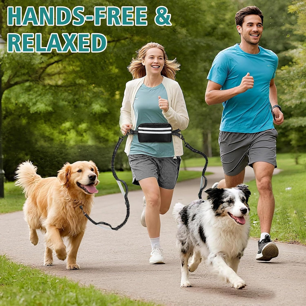 Hands-Free Dog Leash With Waist Belt
