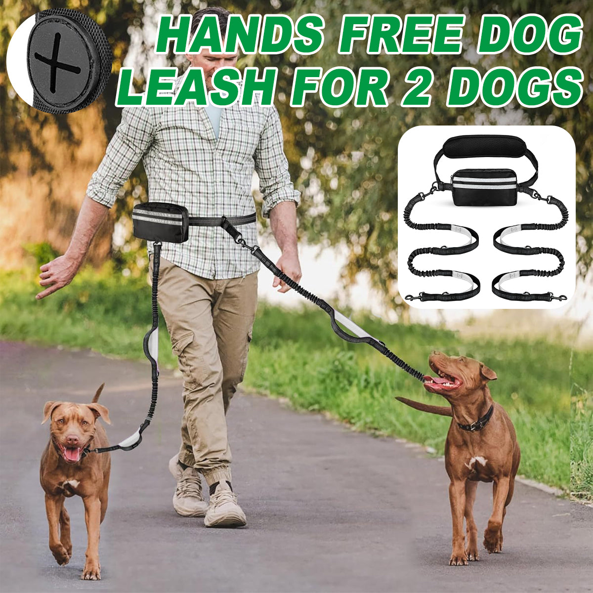 Hands-Free Dog Leash With Waist Belt