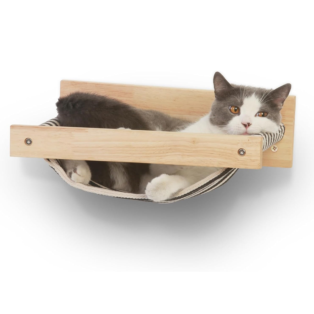Solid Wood Wall-Mounted Cat Hammock Space-Saving Cozy Cat Bed