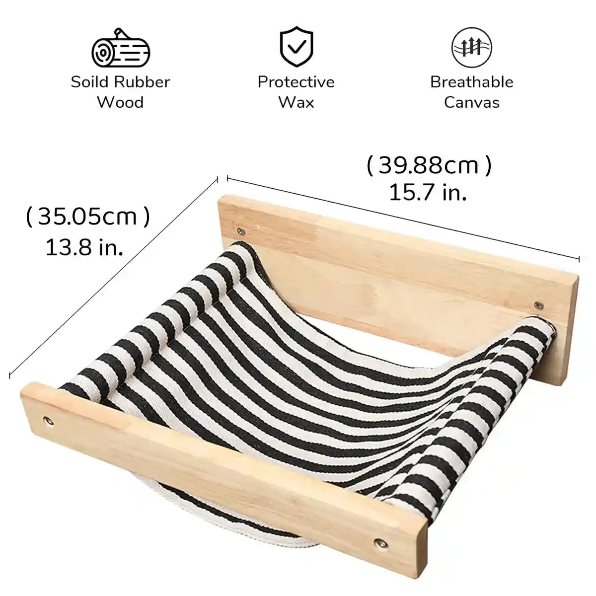 Solid Wood Wall-Mounted Cat Hammock Space-Saving Cozy Cat Bed