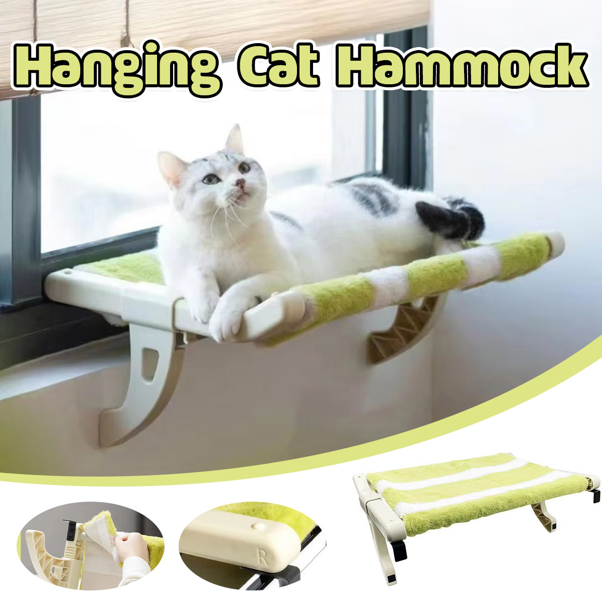 Hanging Cat Hammock Bed Durable Stable for Window Indoor Pet Sleeping Resting