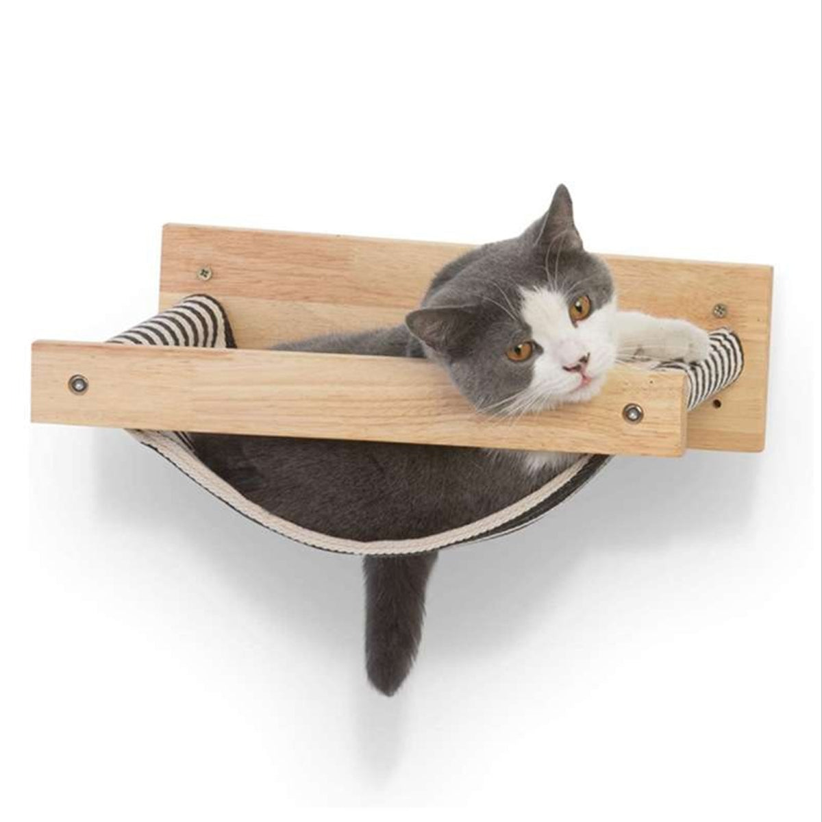 Solid Wood Wall-Mounted Cat Hammock Space-Saving Cozy Cat Bed