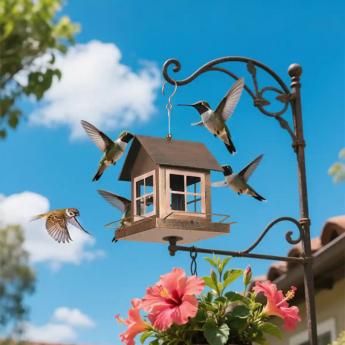 Hanging Metal Bird Feeder – Weatherproof Outdoor Bird Seed Feeder