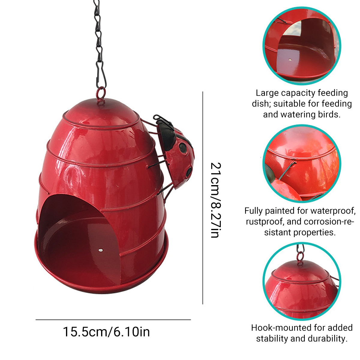 Hanging Outdoor Bird Feeder With Ladybug Design