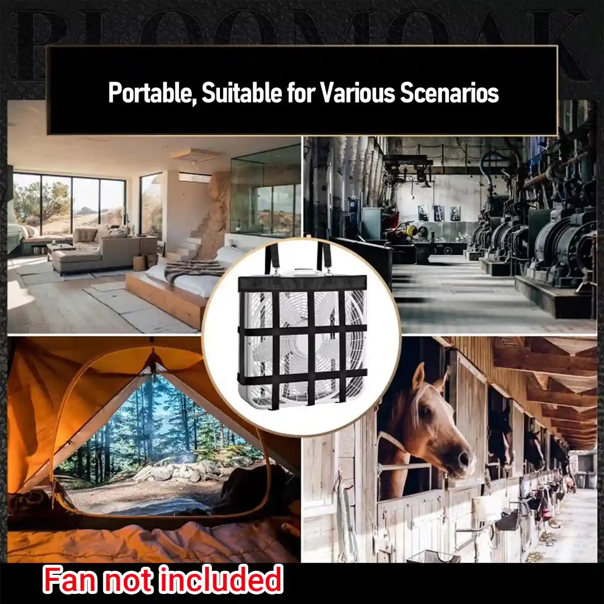 Stable Fan Bag Heavy-Duty Hanging Fan Holder for Barn & Horse Stalls