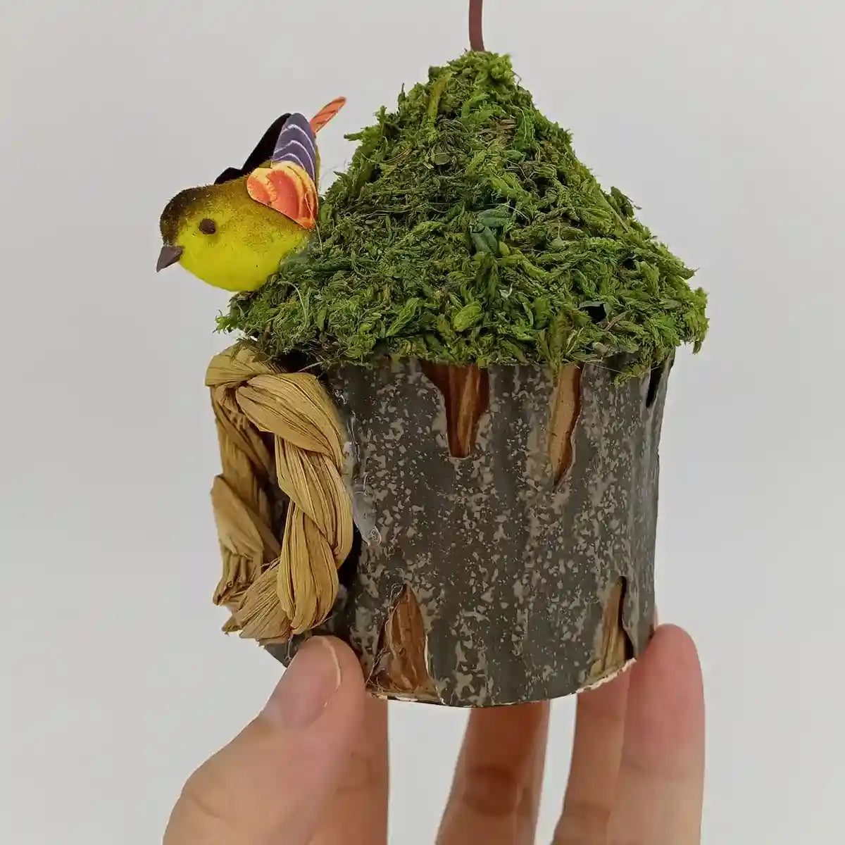 Whimsical Garden Decor with Hanging Birdhouse in Mushroom Style