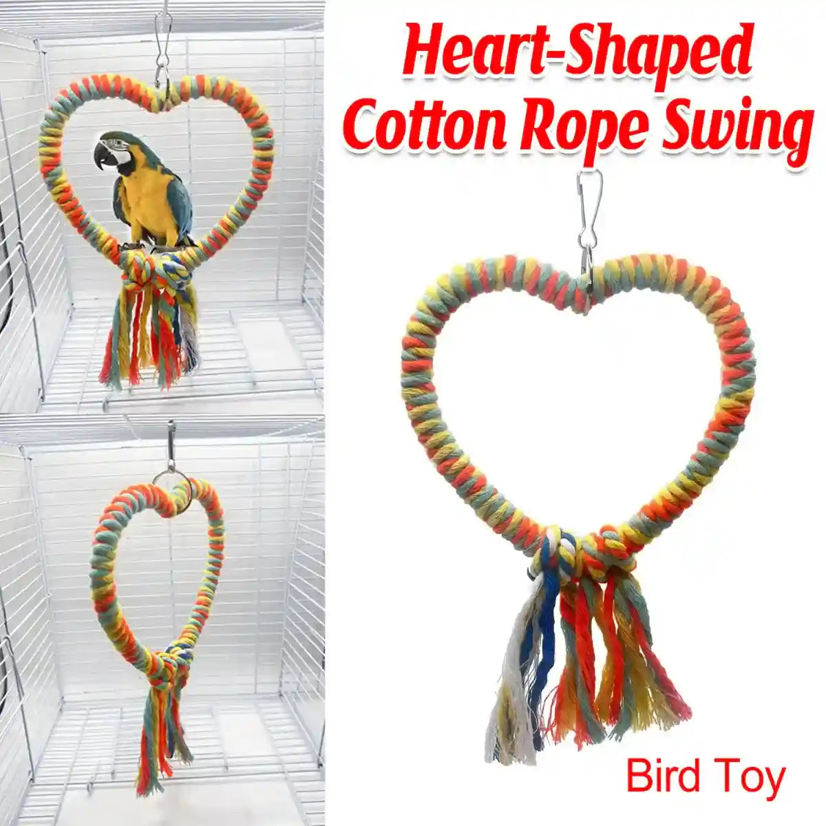 Heart-Shaped Cotton Rope Bird Swing
