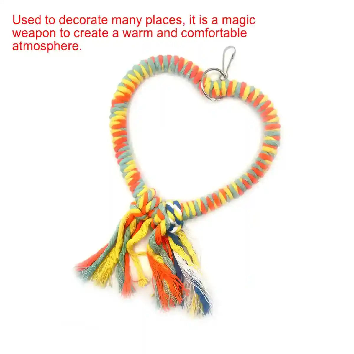 Heart-Shaped Cotton Rope Bird Swing Parrot Cage Toy