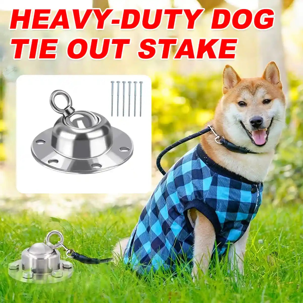 Heavy Duty Dog Stake with 360 Degree Swivel Base