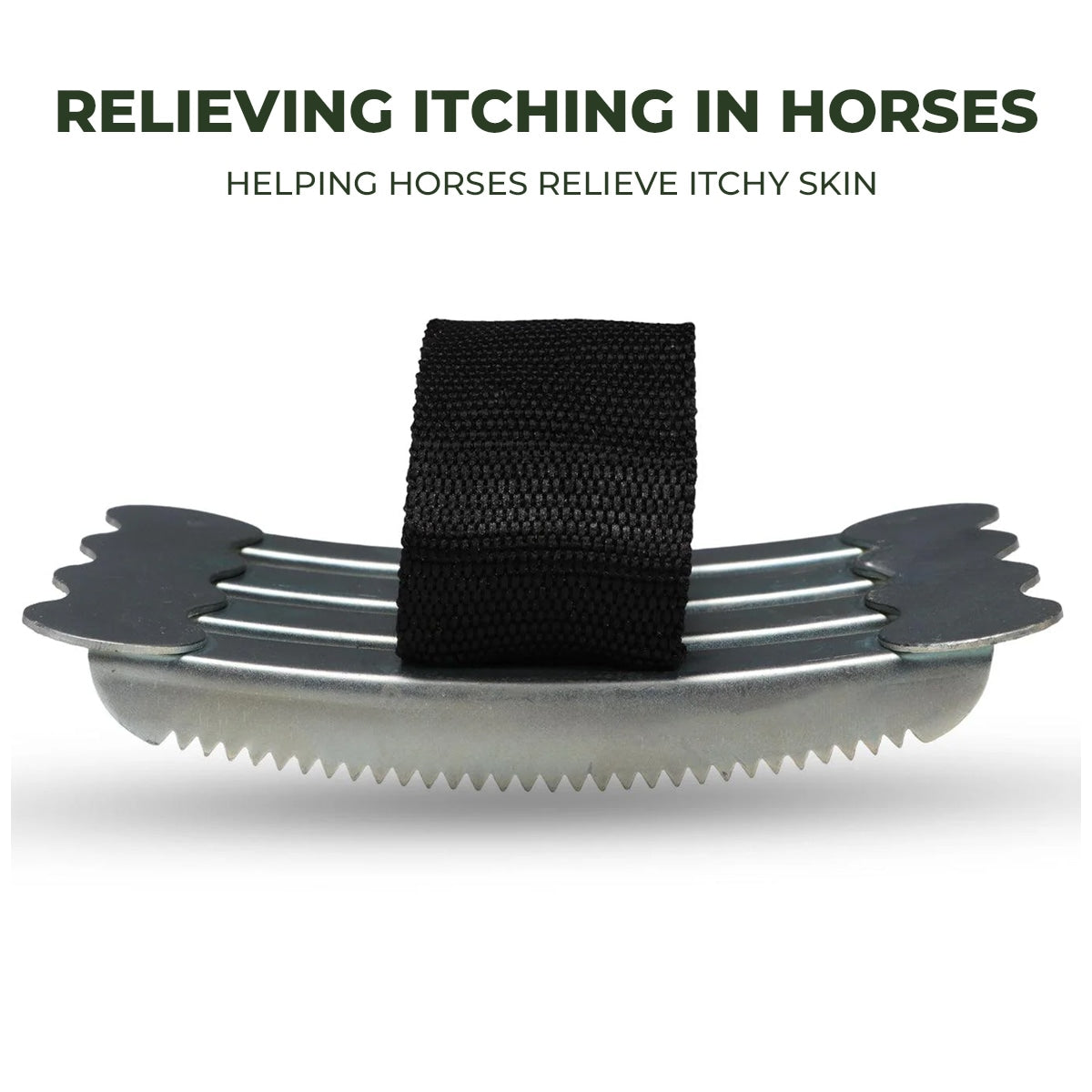 Metal Horse Curry Comb with Hand Strap, Shedding Grooming Scraper