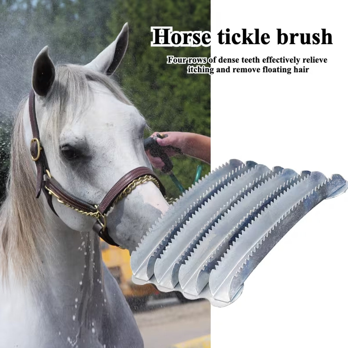 Metal Horse Curry Comb with Hand Strap, Shedding Grooming Scraper