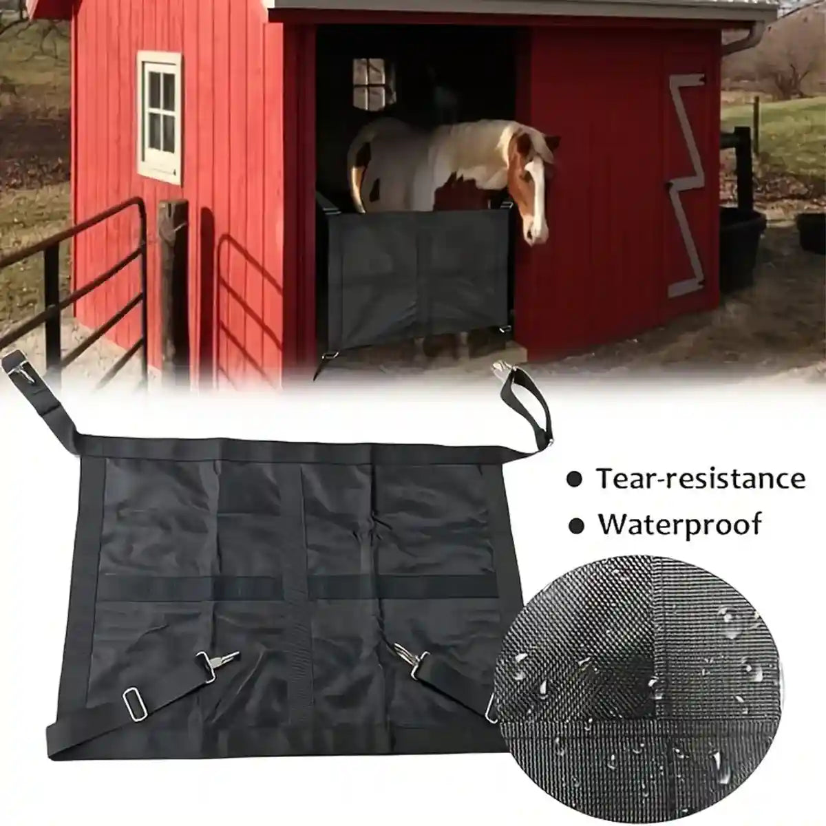 Heavy Duty Horse Stall Guard Fence with Adjustable Straps