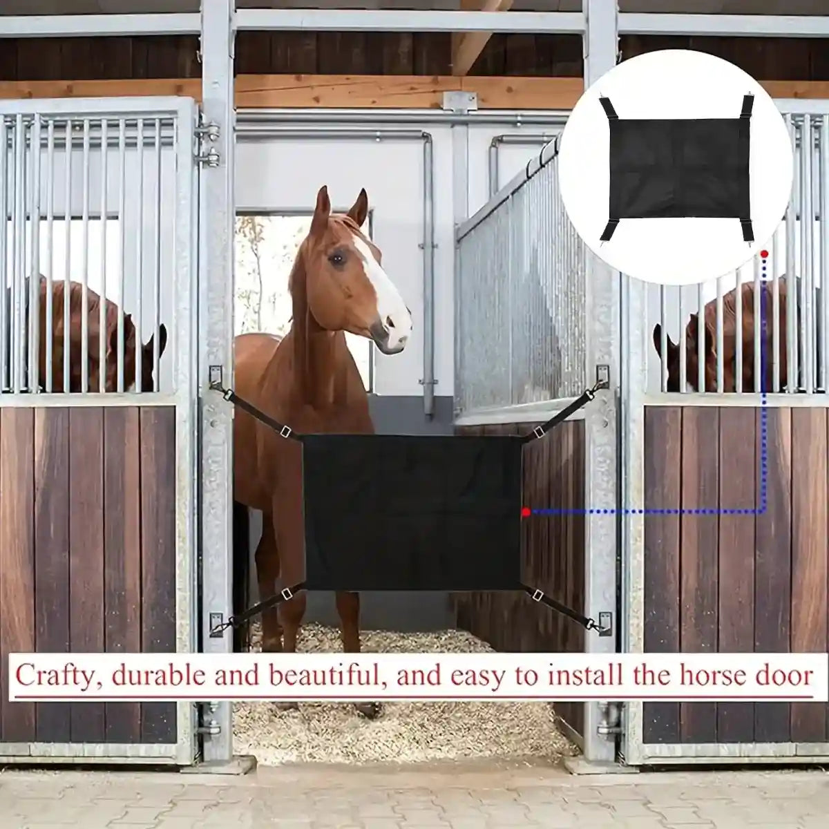 Heavy Duty Horse Stall Guard Fence with Adjustable Straps