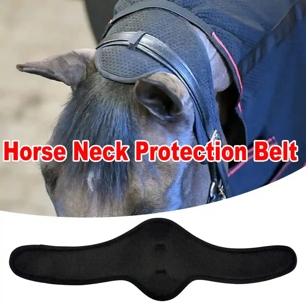 black mesh horse neck protection belt for bridle comfort