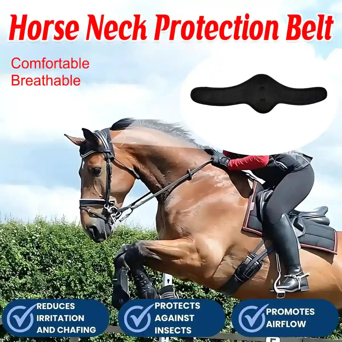 Adjustable Mesh Horse Neck Protection Belt Anti-Chafing Guard for Riding