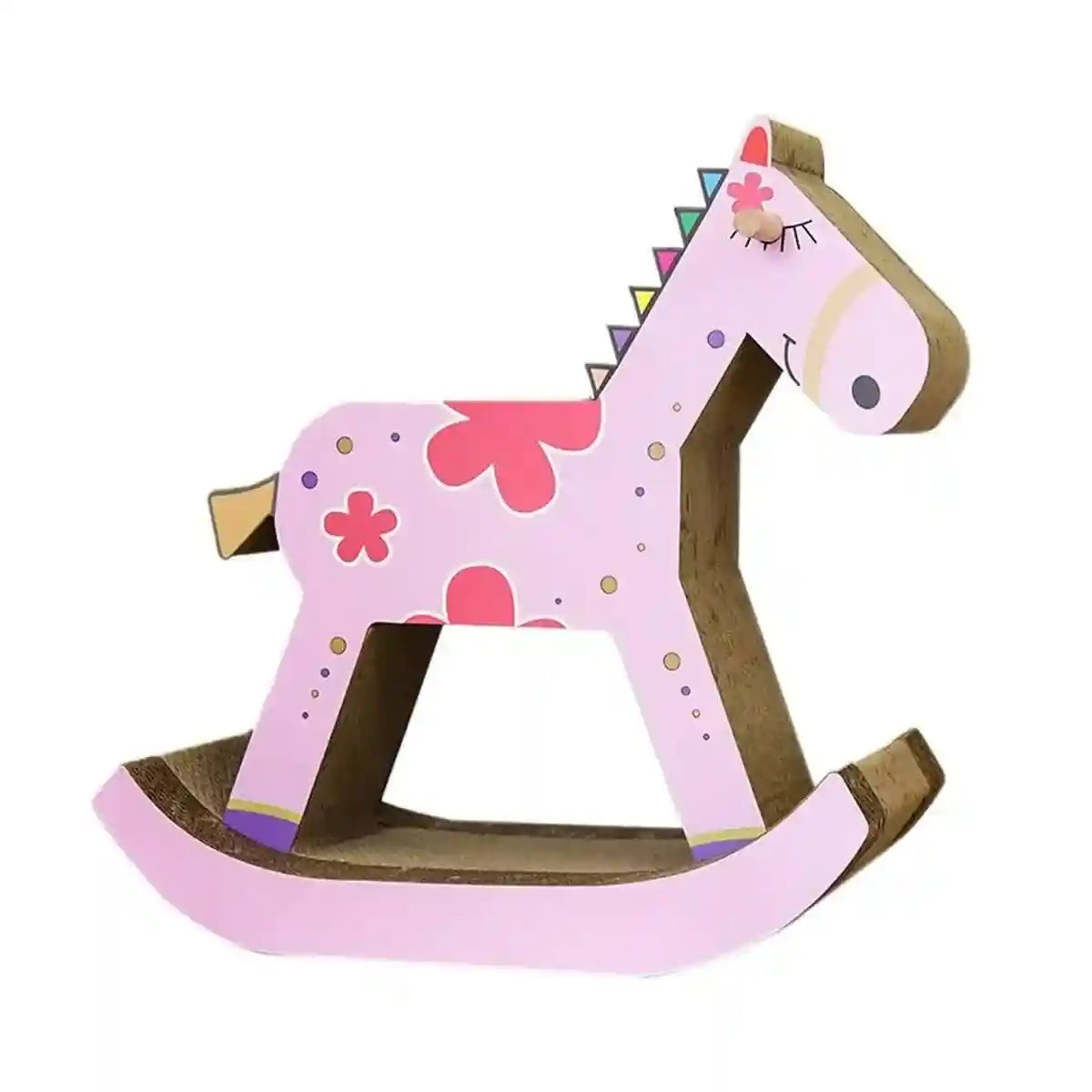 Horse-Shaped Cat Scratcher House Sakura Pink Corrugated Bed