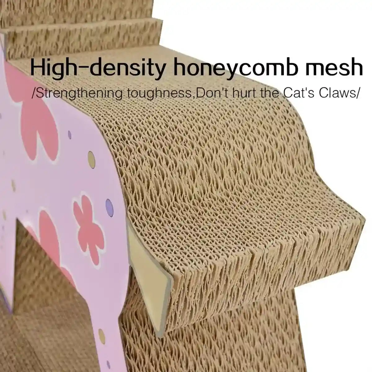 Horse-Shaped Cat Scratcher House Sakura Pink Corrugated Bed