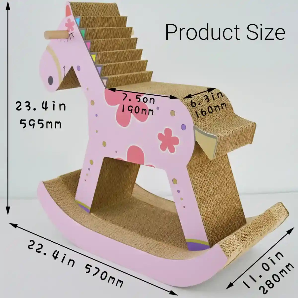 Horse-Shaped Cat Scratcher House Sakura Pink Corrugated Bed