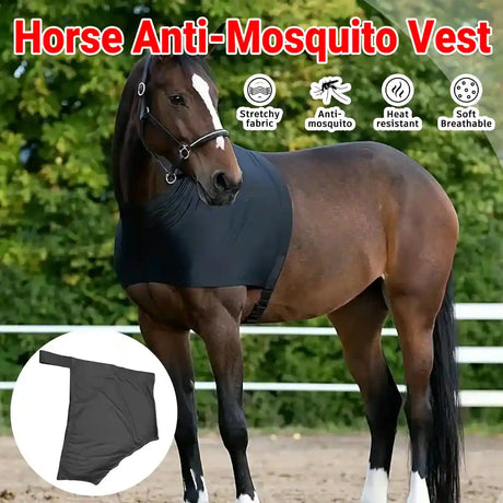 black breathable horse vest with anti-mosquito protection