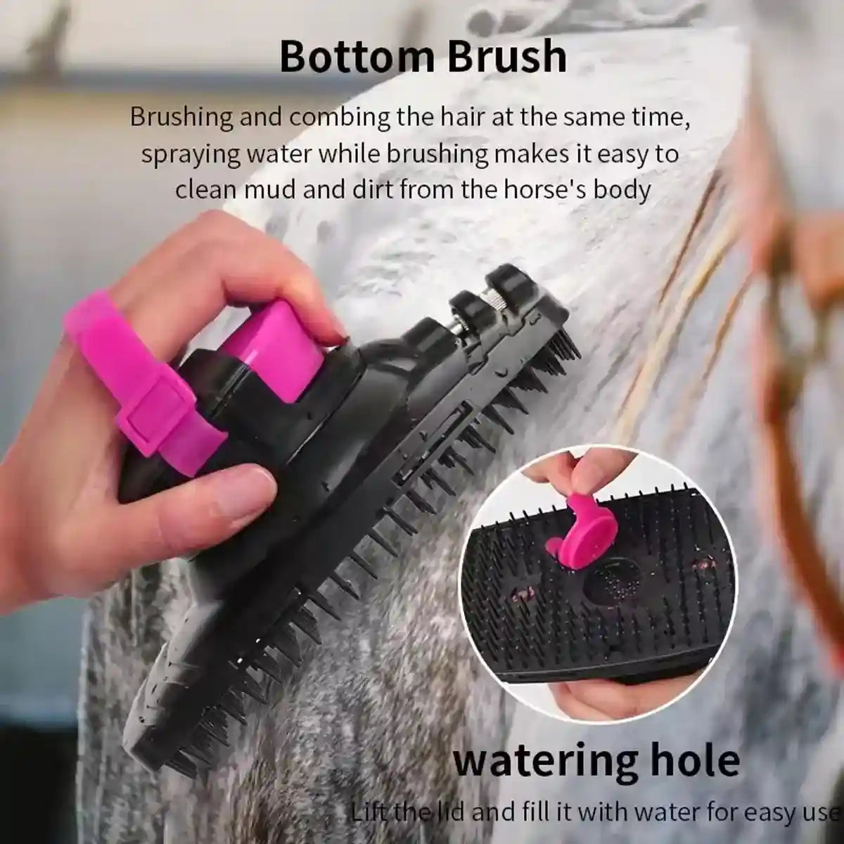 Grooming Made Easy with Spray-Equipped Horse Brush