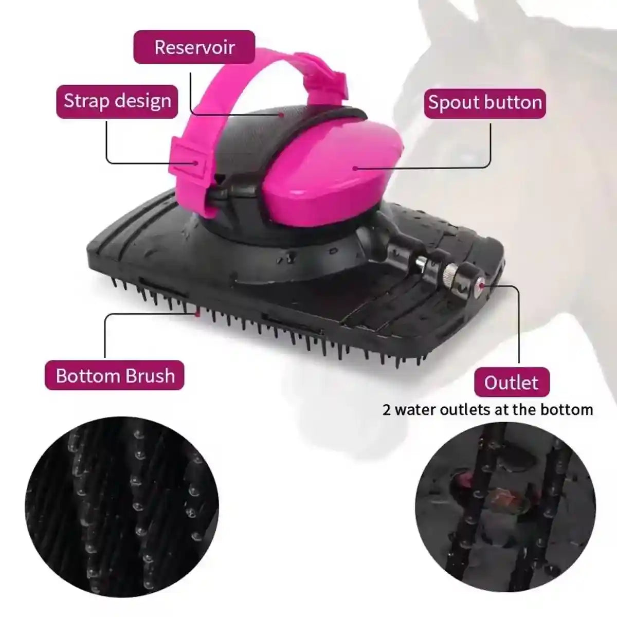Grooming Made Easy with Spray-Equipped Horse Brush