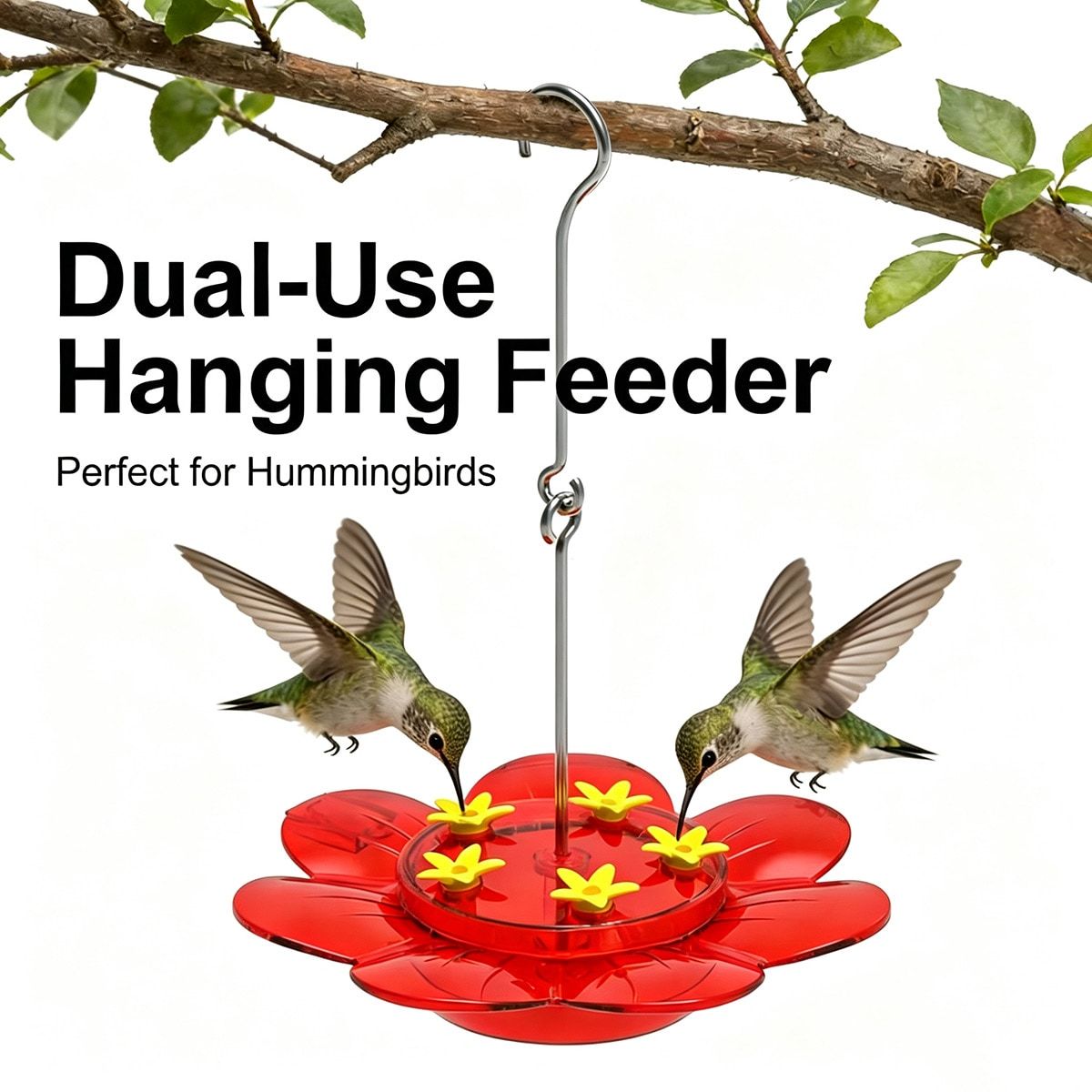 Red 2 in 1 Hanging Bird Feeder with Suction Cup