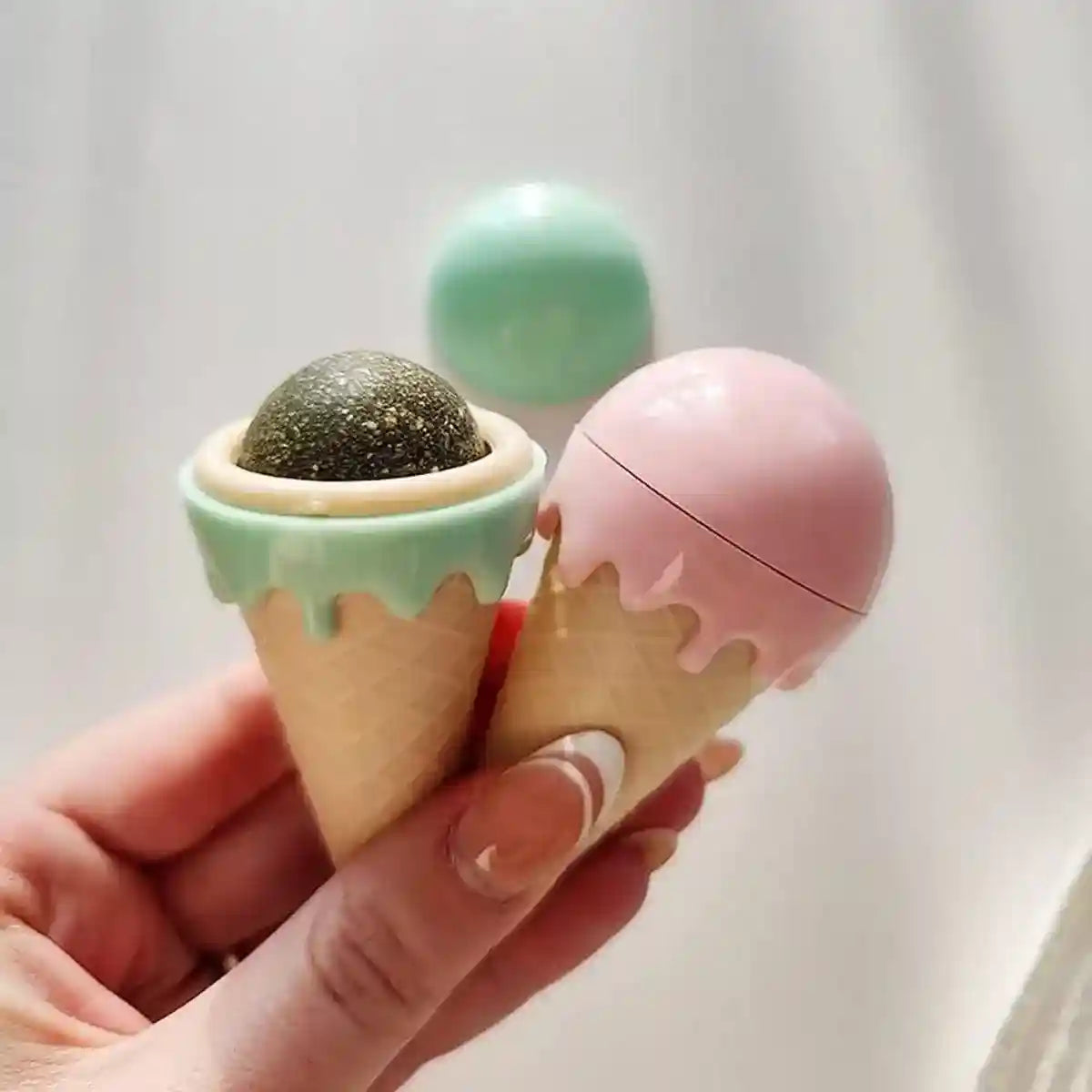 Ice Cream Catnip Ball Toy for Cats Fun and Interactive Playtime